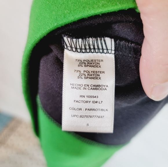 DEREK LAM GREEN & BLACK COLORBLOCK SHEATH DRESS, SZ SMALL - Picture 12 of 12
